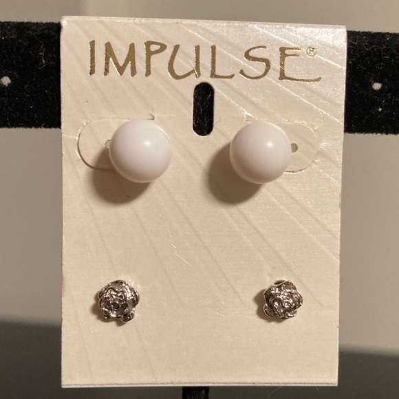 Pulse White And Silver Earring Duo
